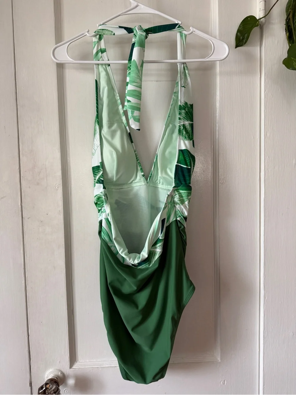 Green Tropical Print One-Piece Swimsuit